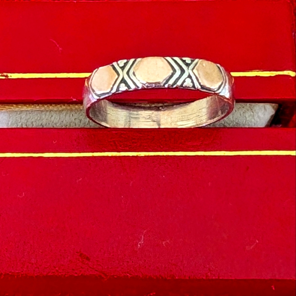 VINTAGE UNIQUE SILVER & ROSE GOLD WOMENS RING